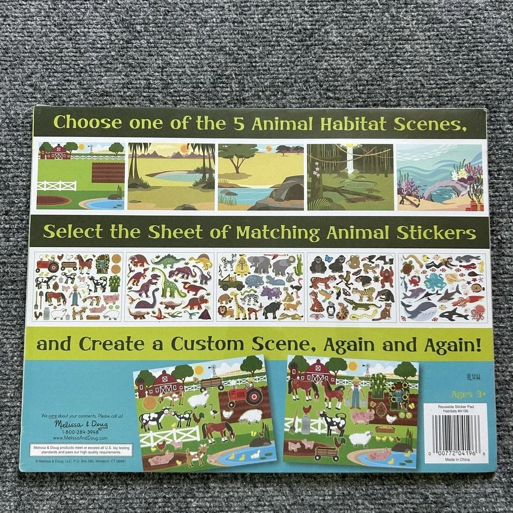 Melissa & Doug Reusable Sticker Pad Habitats Adventure Lot 2 Pads Stickers New